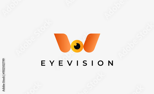 Logo Letter W and Eye Vision. Digital, visual with modern and minimalist concept. Editable file. photo