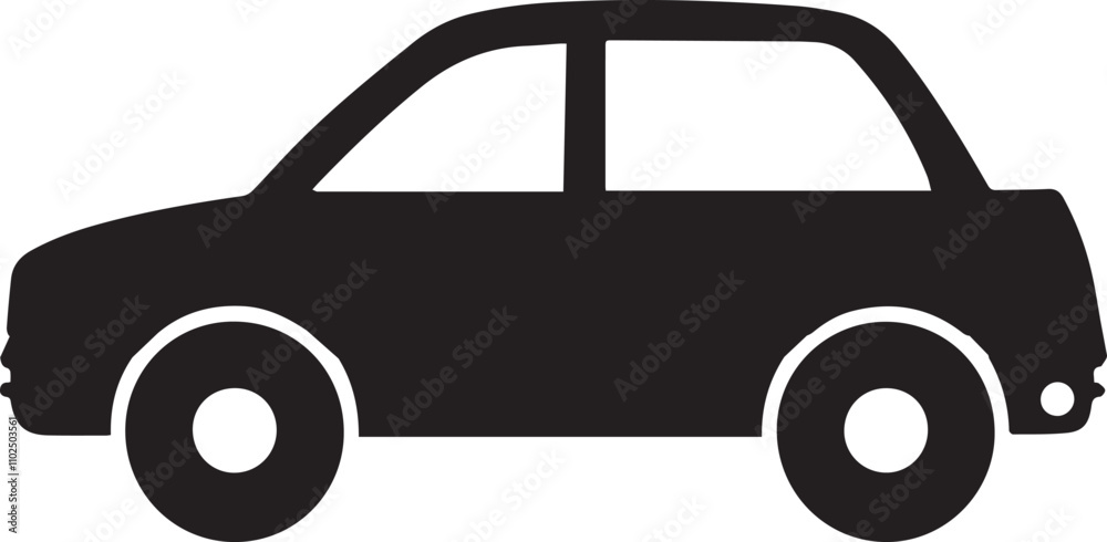 Black and white Car icon silhouette minimal flat illustration Black and white Car icon silhouette minimal flat illustration