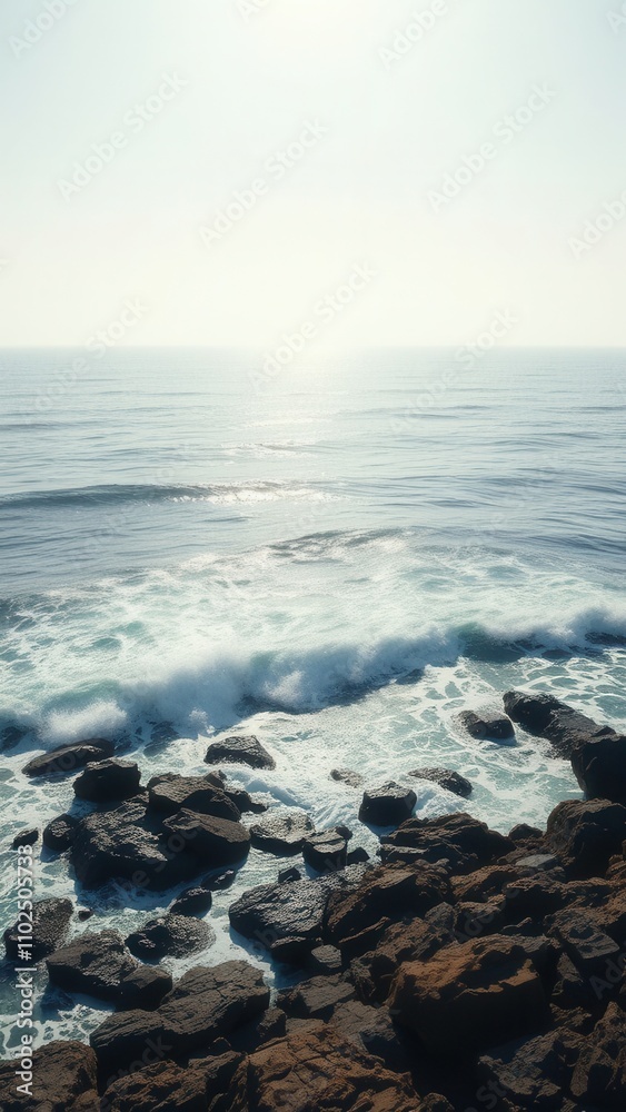 A vast ocean scene with waves crashing against the shore, , sea, waves, water, tide A vast ocean scene with waves crashing against the shore, , sea, waves, water, tide
