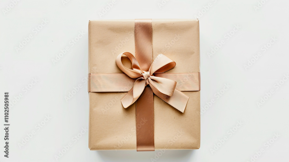 Gift box tied with a satin ribbon isolated against a white background. Gift box tied with a satin ribbon isolated against a white background.