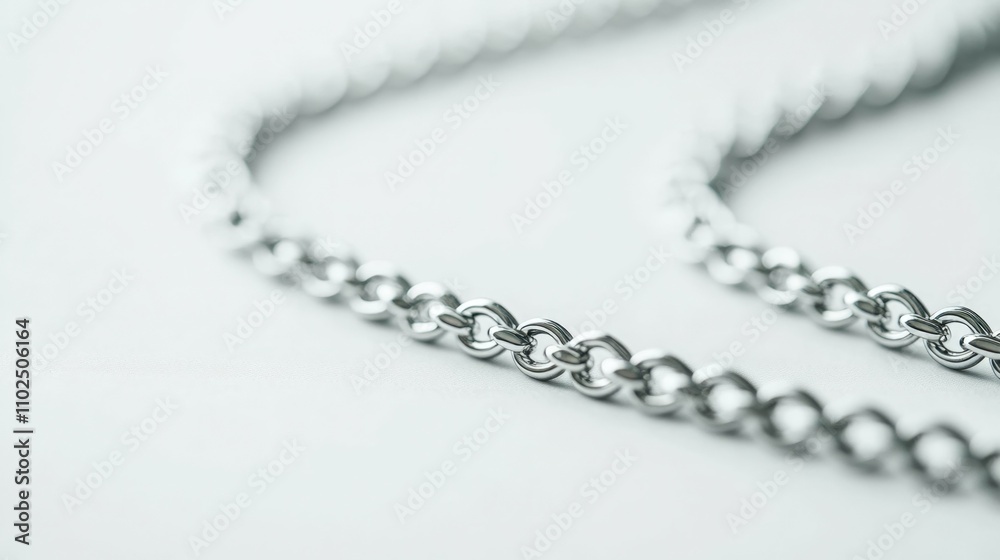 Silver chains isolated on white background, symbol of strength and connection Silver chains isolated on white background, symbol of strength and connection