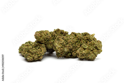 Marijuana flowers isolated on white background