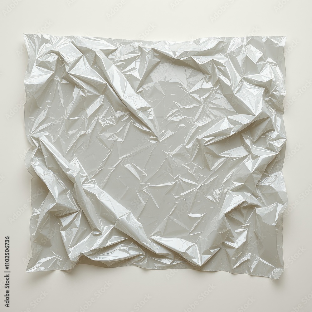 Obraz premium Plastic wrap with deep wrinkles and creases, resembles old plastic packaging, complex creases, textured plastic film
