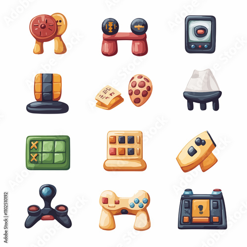 Professional Game Icons Over White Background Vector Illustration photo