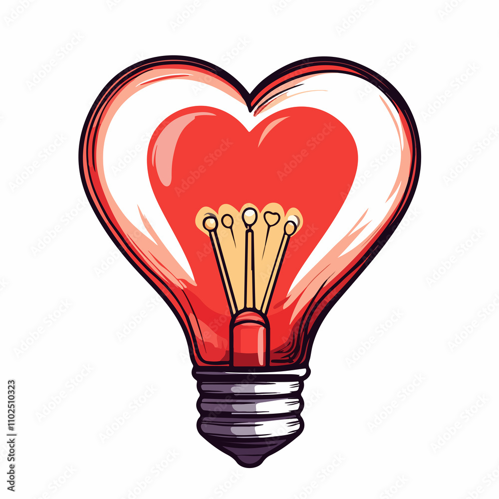 Heart Love in Bulb Valentines Day Icon Vector Illustration Heart Love in Bulb Valentines Day Icon Vector Illustration