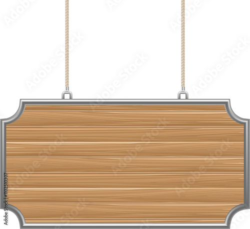 Realistic wooden sign mockup. Blank panel template