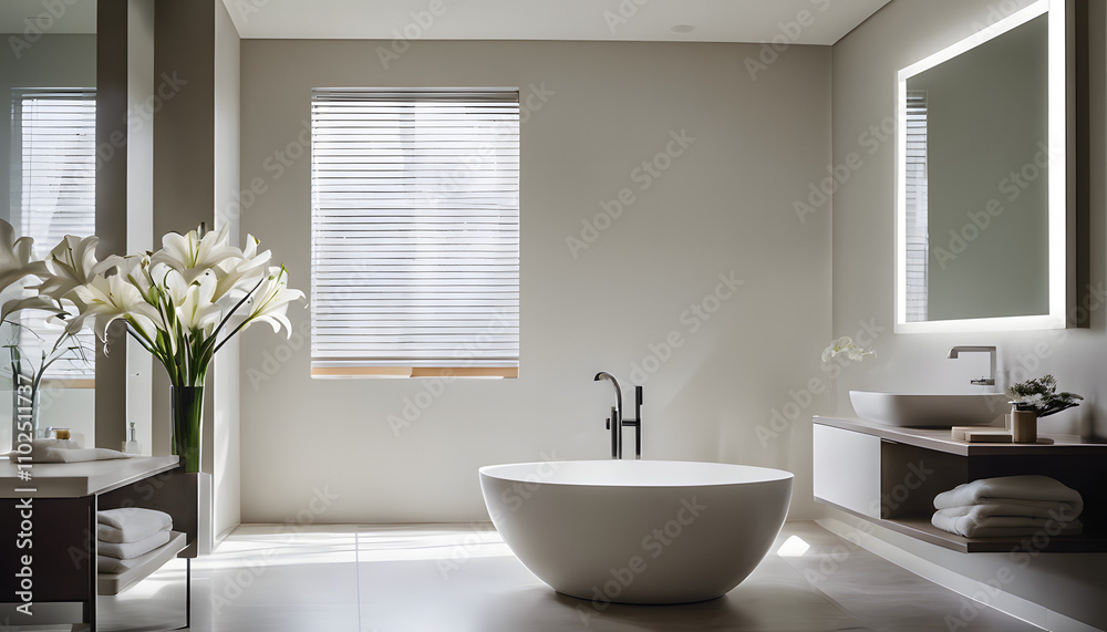 A modern bathroom with a clean, minimalist design A modern bathroom with a clean, minimalist design