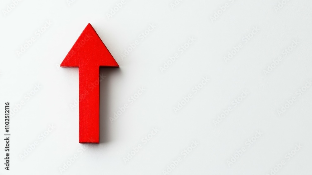 Red upward arrow isolated on white background, symbol of growth and success Red upward arrow isolated on white background, symbol of growth and success