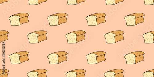 Sweet Bakery Food Seamless Pattern Design with Baked Dough Pastry Vector Template