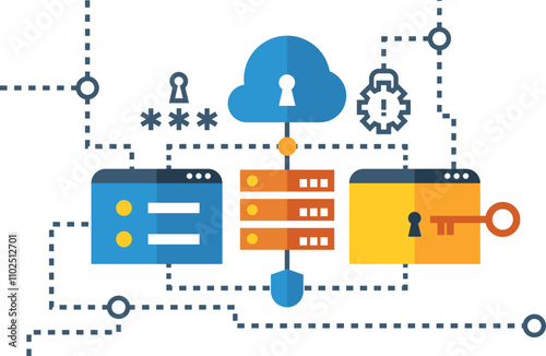 Network protection concept. Data security color icon