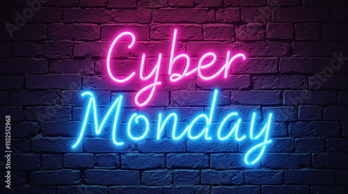 Cyber Monday Banner Neon Design, Generative Ai