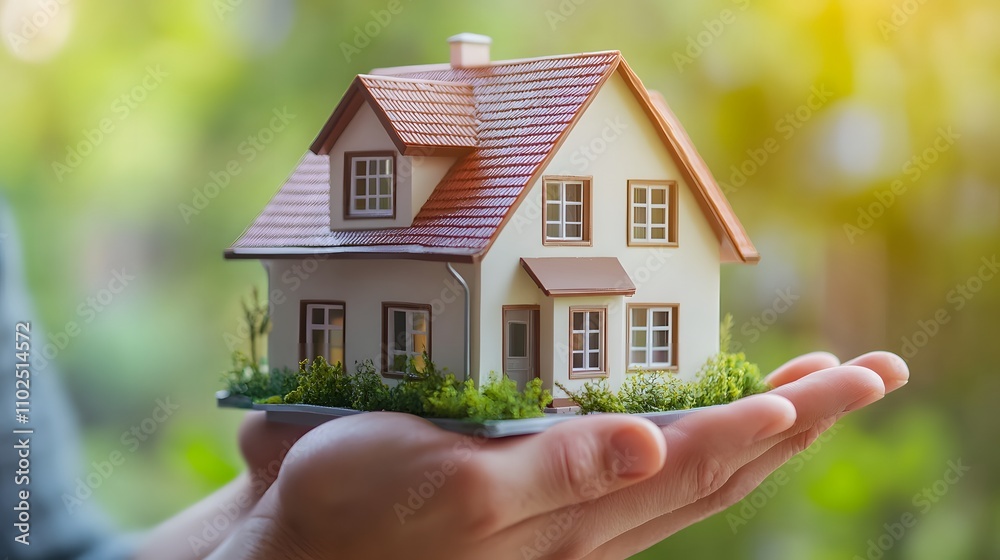 Hands holding a miniature house model. Hands holding a miniature house model.