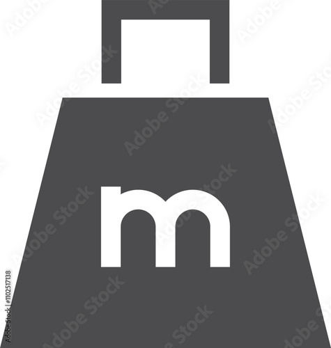 Weight measuring black icon. Scientific mass symbol