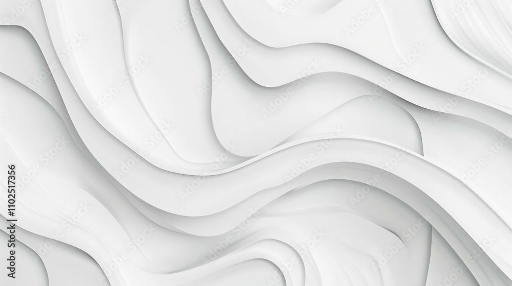 Obraz premium Abstract white wave background with flowing curves and textured layers, creating a modern and minimalist design. Ideal for contemporary art and web use.