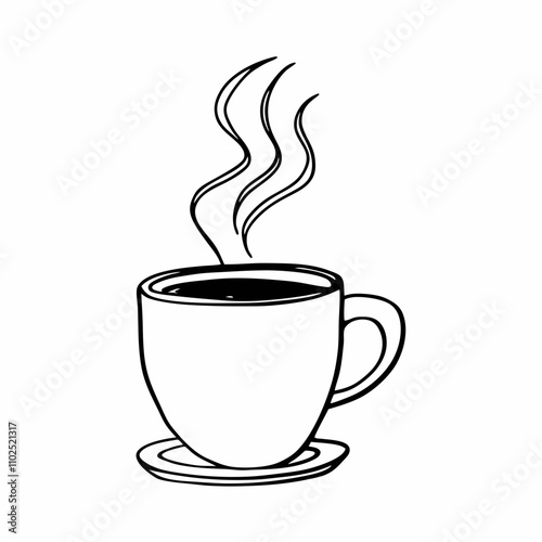 Single line art of a coffee cup with steam