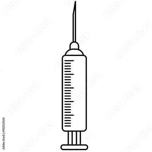 Syringe line art vector illustration, vaccine line icon, vaccination clip art image