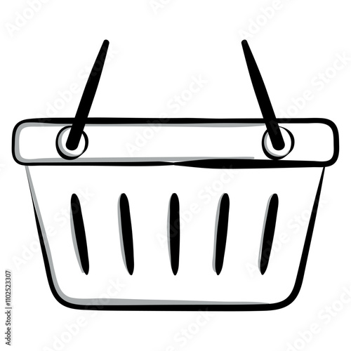 Shopping basket icon with black outline style, Vector