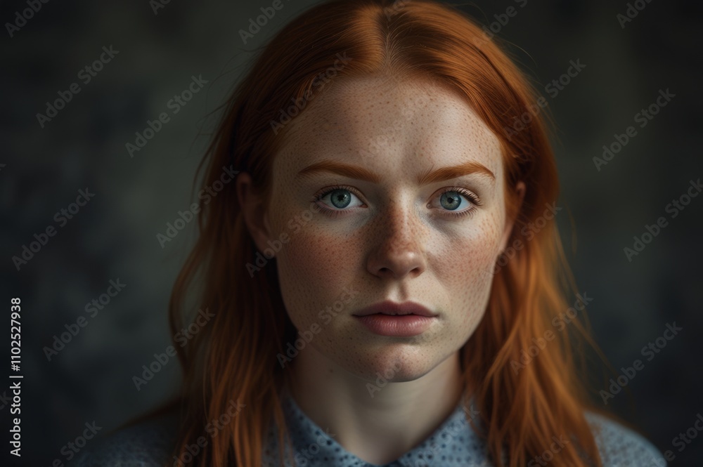 young redhaired scandinavian woman, close-up portrait young redhaired scandinavian woman, close-up portrait
