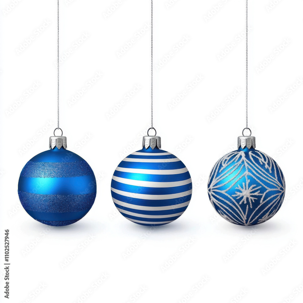 Blue and silver Christmas decorations feature three beautiful ornaments, showcasing various designs and textures, perfect for festive celebrations Blue and silver Christmas decorations feature three beautiful ornaments, showcasing various designs and textures, perfect for festive celebrations
