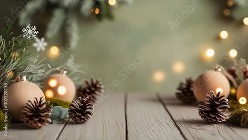Scandinavian Wooden Christmas Decorations with Warm Lights and Earthy Tones