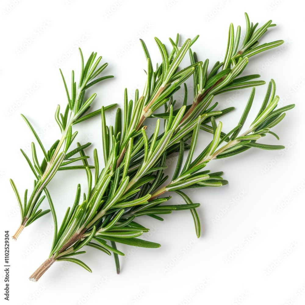 Fototapeta premium Rosemary herb leaves isolated on white background.