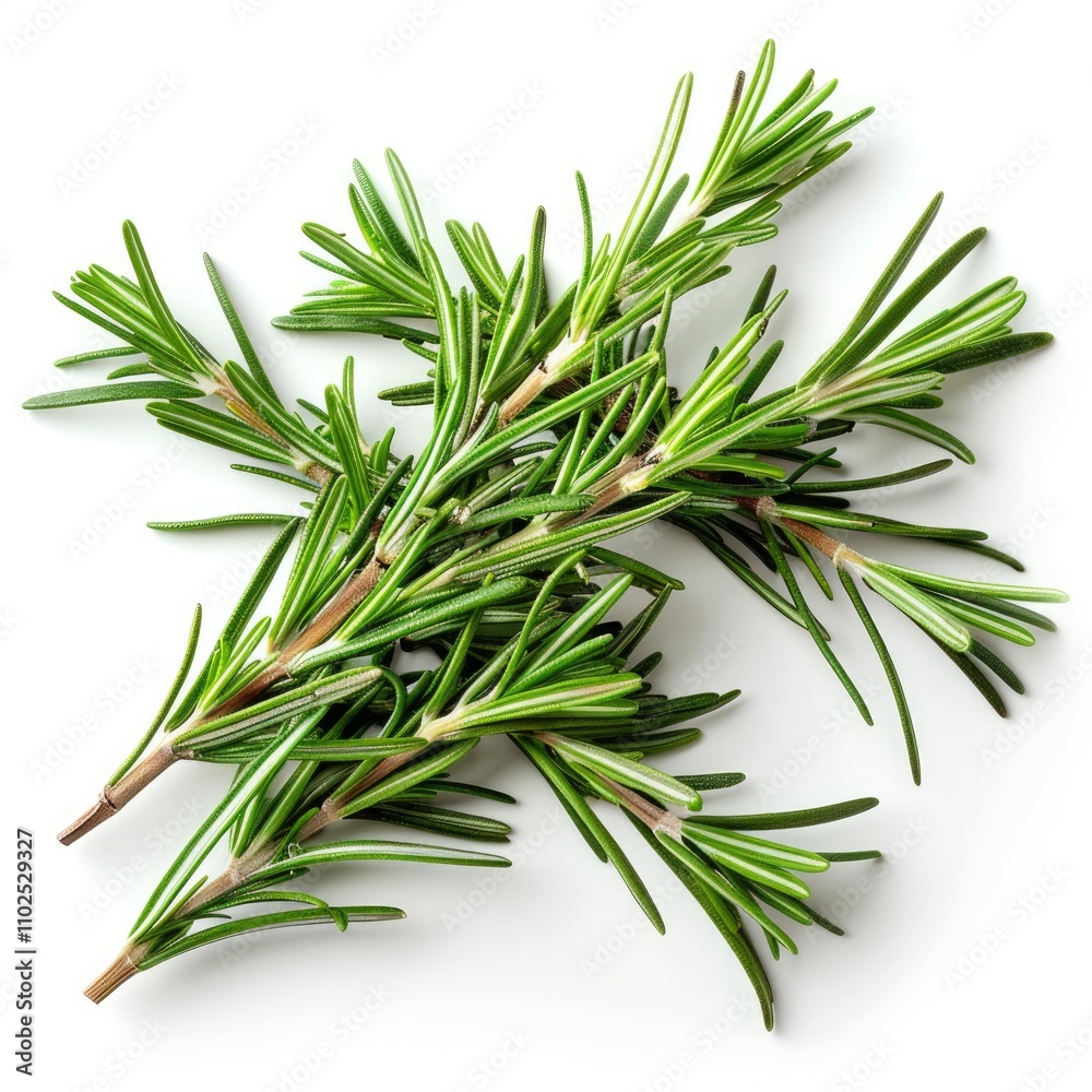 Fototapeta premium Rosemary herb leaves isolated on white background.
