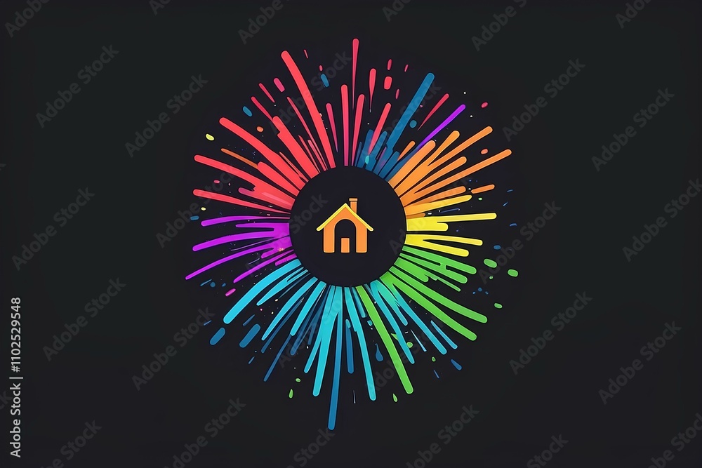 Naklejka premium vibrant fireworks illustration featuring dynamic sparks in a variety of colors