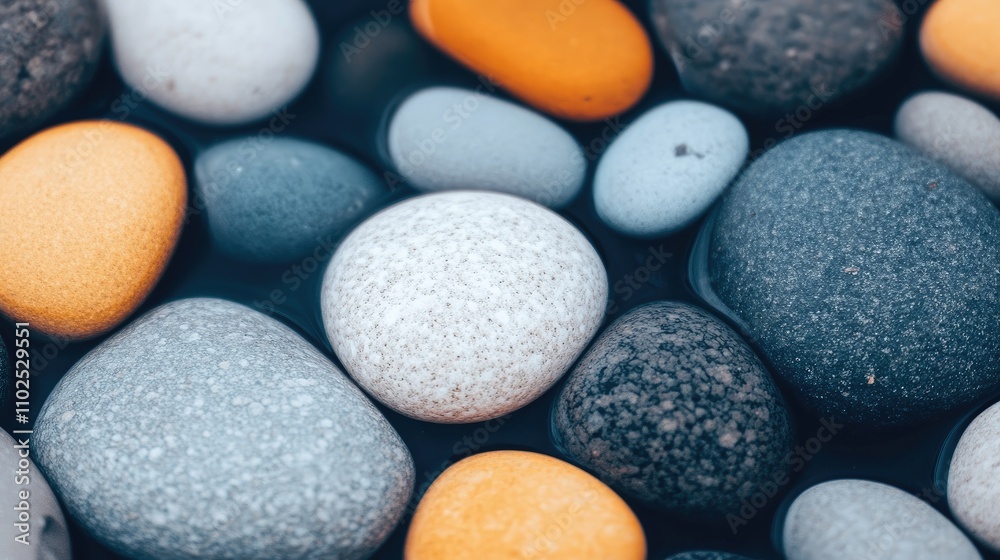 Colorful Pebbles in Calm Water Creating a Tranquil Natural Scene Colorful Pebbles in Calm Water Creating a Tranquil Natural Scene