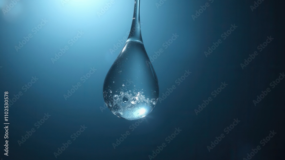 A large drop of water condensed from smaller droplets, forming an irregular shape, mini droplets, vector realistic, clustered A large drop of water condensed from smaller droplets, forming an irregular shape, mini droplets, vector realistic, clustered