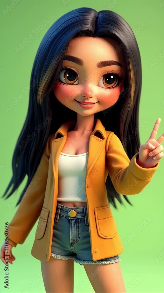 Trendy Latina teen making peace sign with a bright smile, stylish and youthful with casual vibes. Trendy Latina teen making peace sign with a bright smile, stylish and youthful with casual vibes.