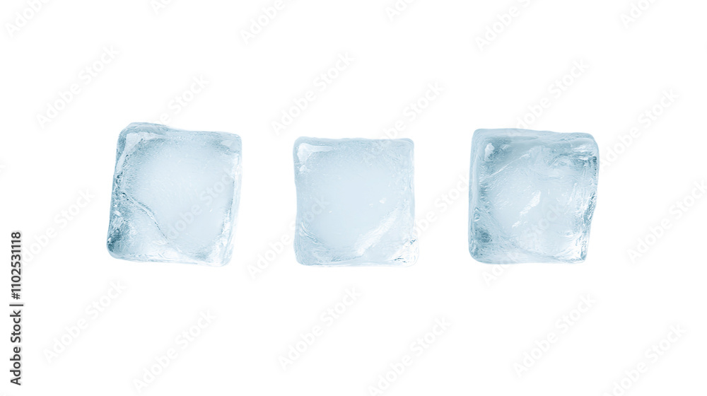 Three Ice Cubes on Transparent Background Three Ice Cubes on Transparent Background