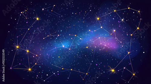 Star constellation, cosmic patterns, ancient stories tell tales of mythology and guide celestial navigation. Celestial. Illustration photo