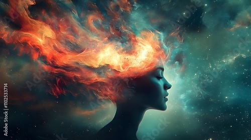 Overthinking and Stress. Minds on Fire,Stressed, angry and irritated, concept. Bad mood. Mental Illness Overthinker Concept