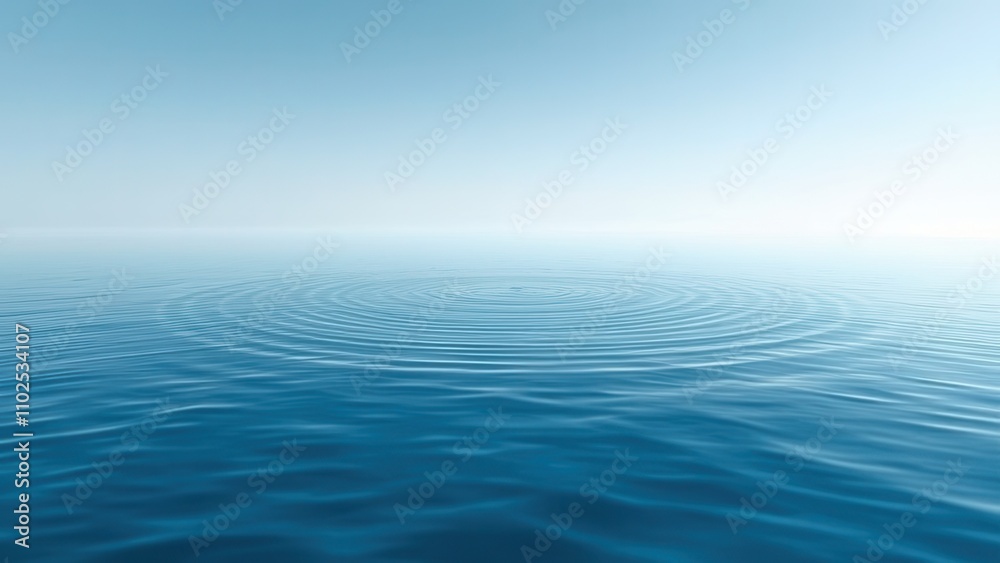 Fototapeta premium Soft blue water ripple on a serene lake surface, soft ripple, peaceful atmosphere, natural beauty, calming scene