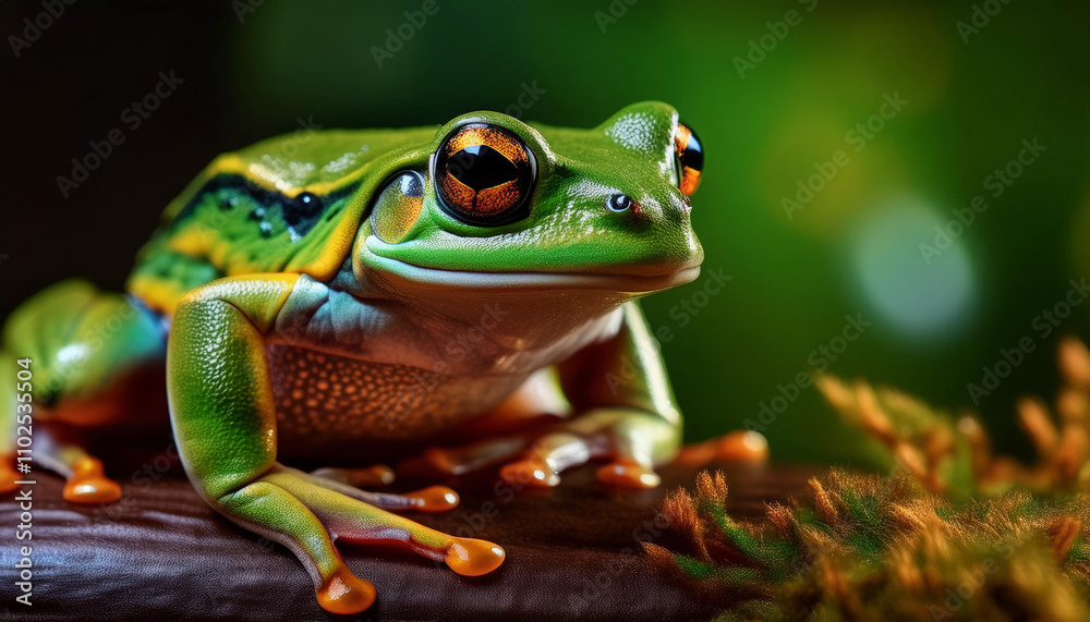 Obraz premium Close-Up of a Frog in its Natural Habitat