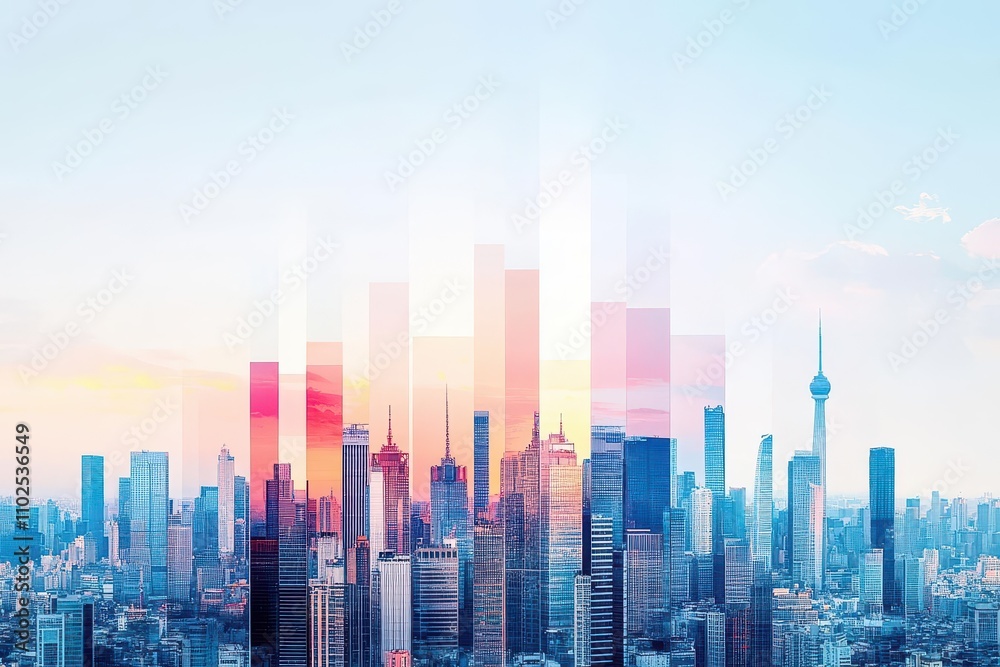 A blend of city skylines from different continents forming a unified cityscape top view reflecting global connectivity futuristic tone Complementary color scheme A blend of city skylines from different continents forming a unified cityscape top view reflecting global connectivity futuristic tone Complementary color scheme