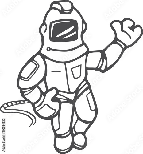 Wallpaper Mural Astronaut doodle. Spaceman drawing. Hand drawn cosmonaut Torontodigital.ca
