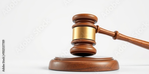 Wooden judge gavel with a traditional design, isolated on a white background, gavel, legal system, judging