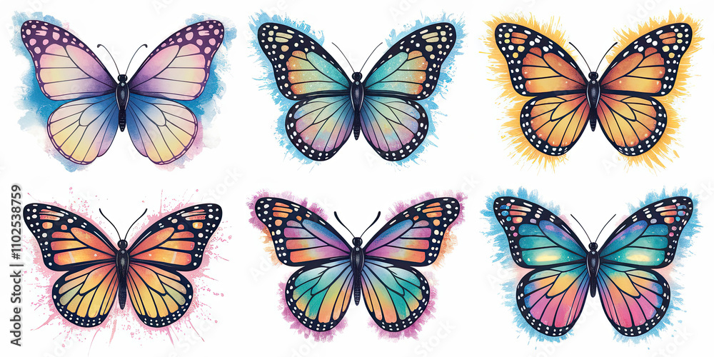 Mystical Watercolor Illustration of Five Nature Elements in Artistic Form Mystical Watercolor Illustration of Five Nature Elements in Artistic Form