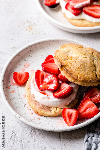 Gluten-free strawberry shortcake on a plate
