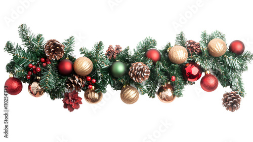 Christmas Garland with Baubles Isolated,png photo