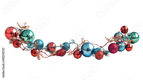 Christmas Garland with Baubles Isolated,png photo