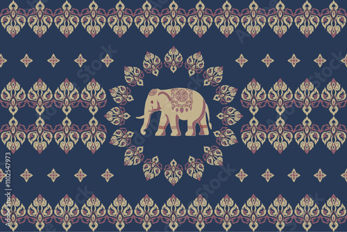 elephants pattern, 
Beautiful Thailand,thai pattern. seamless ,Traditional ethnic,fabric pattern for textiles,rugs, wallpaper,clothing, sarong, batik,wrap,embroidery,print,background,cover, illustrati