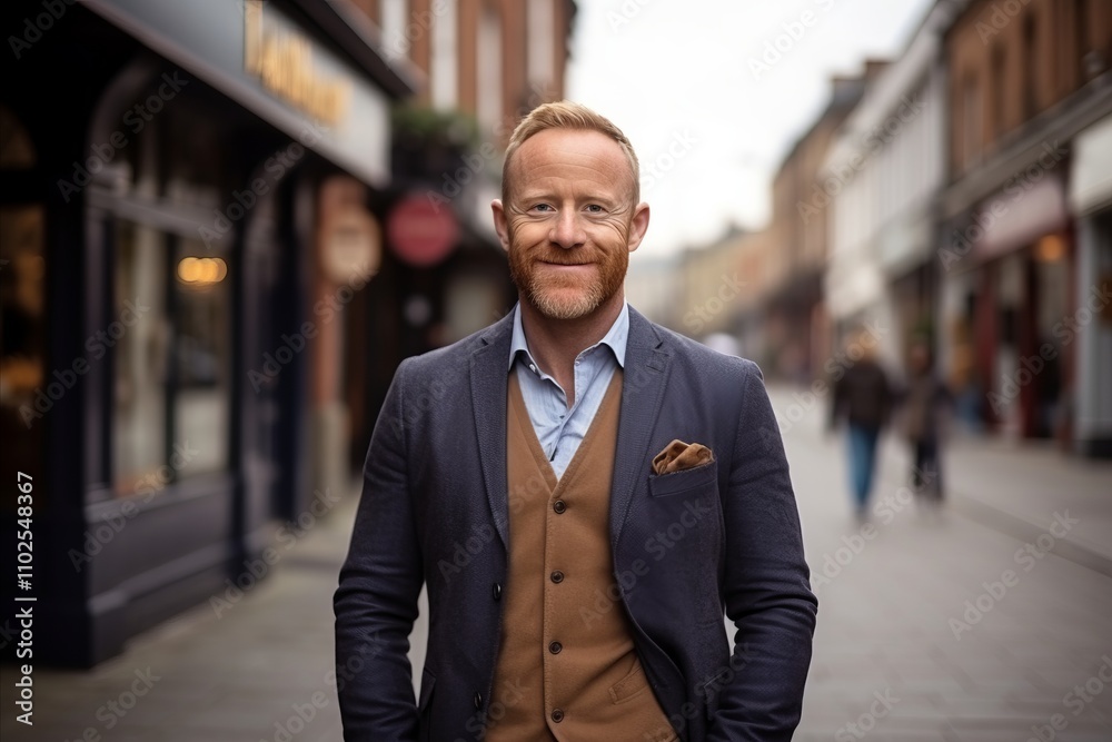 Portrait of a handsome mature man standing in a city street. Portrait of a handsome mature man standing in a city street.