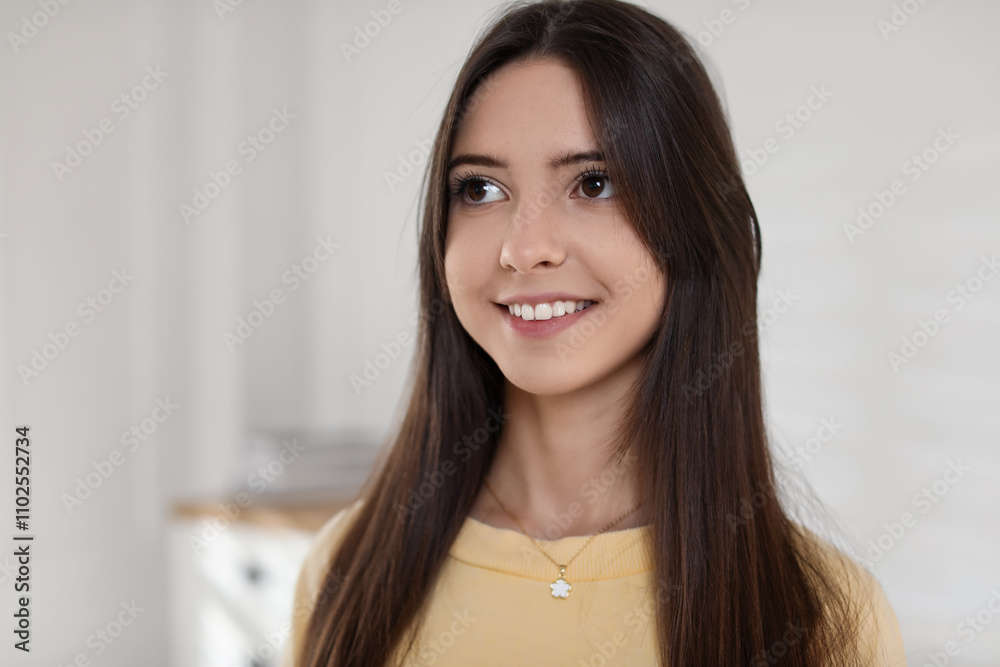 Portrait of happy teenage girl at home Portrait of happy teenage girl at home
