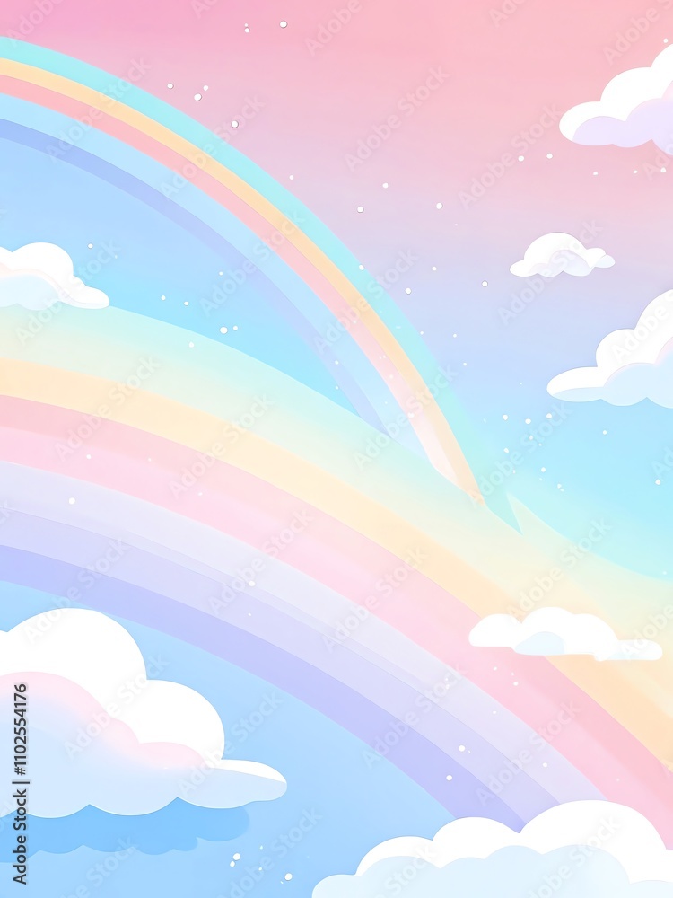 Pastel Rainbow Dreamscape: A Whimsical Sky with Clouds and Rainbow Pastel Rainbow Dreamscape: A Whimsical Sky with Clouds and Rainbow
