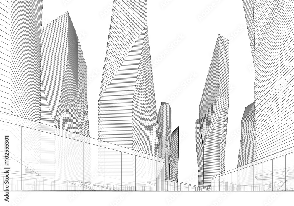Fototapeta premium Abstract architectural background 3d illustration