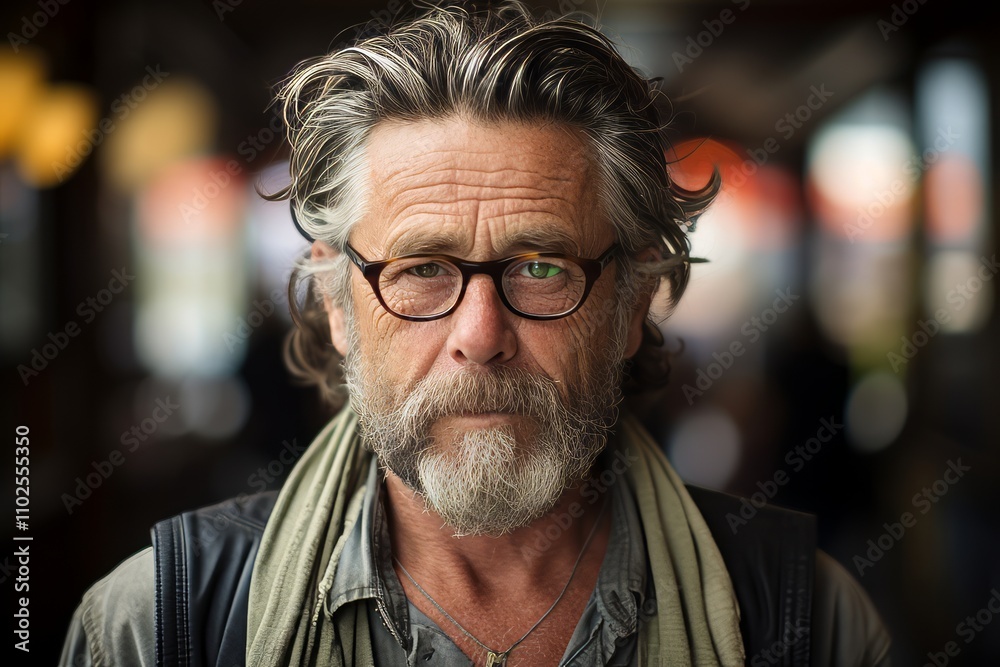 Portrait of handsome senior man with long gray beard and glasses. Portrait of handsome senior man with long gray beard and glasses.