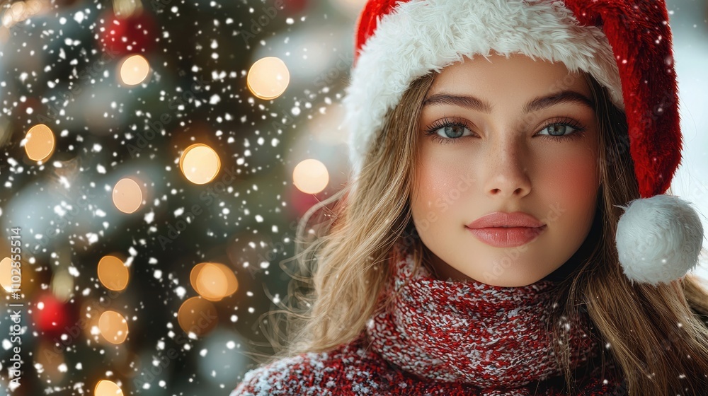 Festive charm: the girl in the santa claus costume, embodying holiday spirit with a playful twist, dressed in red and white attire, spreading cheer and warmth during the season of giving Festive charm: the girl in the santa claus costume, embodying holiday spirit with a playful twist, dressed in red and white attire, spreading cheer and warmth during the season of giving