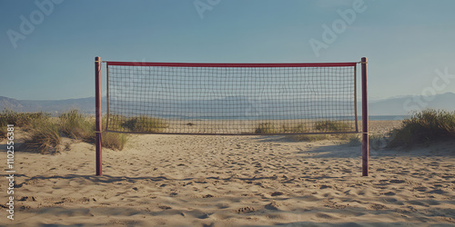Rede de vôlei em uma praia de areia